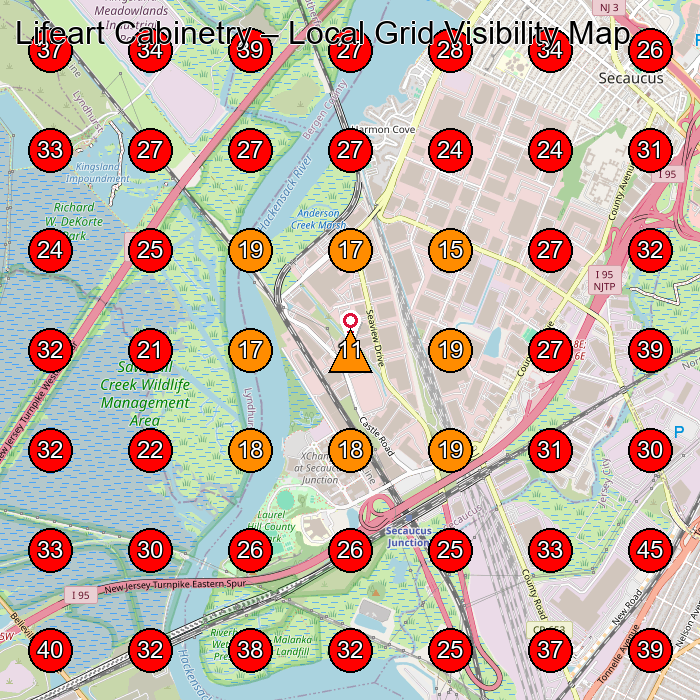 Lifeart Cabinetry GeoGrid visibility map for Furniture Maker in Jersey City